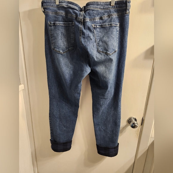 Blue plaid cuffed jeans - Picture 2 of 4